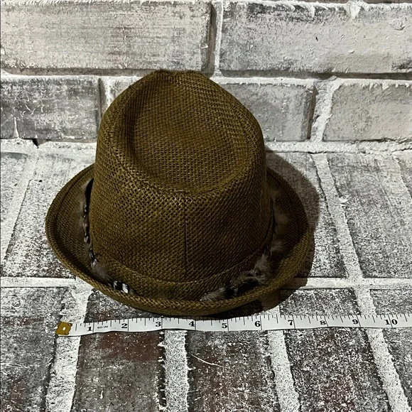Brown Fedora Hat with Feather Band - Picture 3 of 16